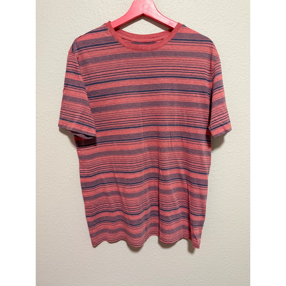 Roundtree & Yorke Mens Medium Red Blue Striped Soft Washed Crew Neck T-Shirt
